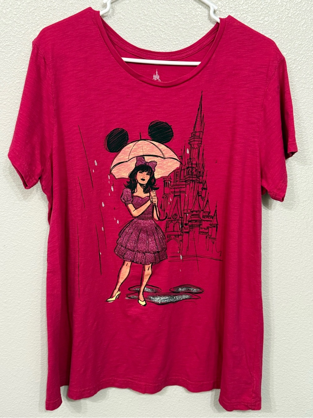 Disney Parks Pink Mickey Umbrella Castle Tee XXL